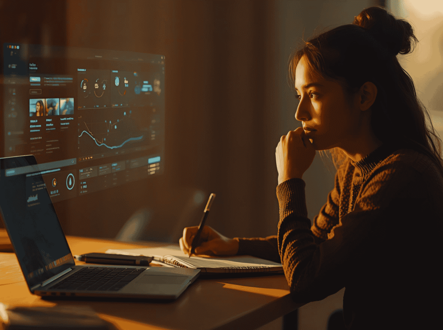 A student reviewing their skills assessment charts